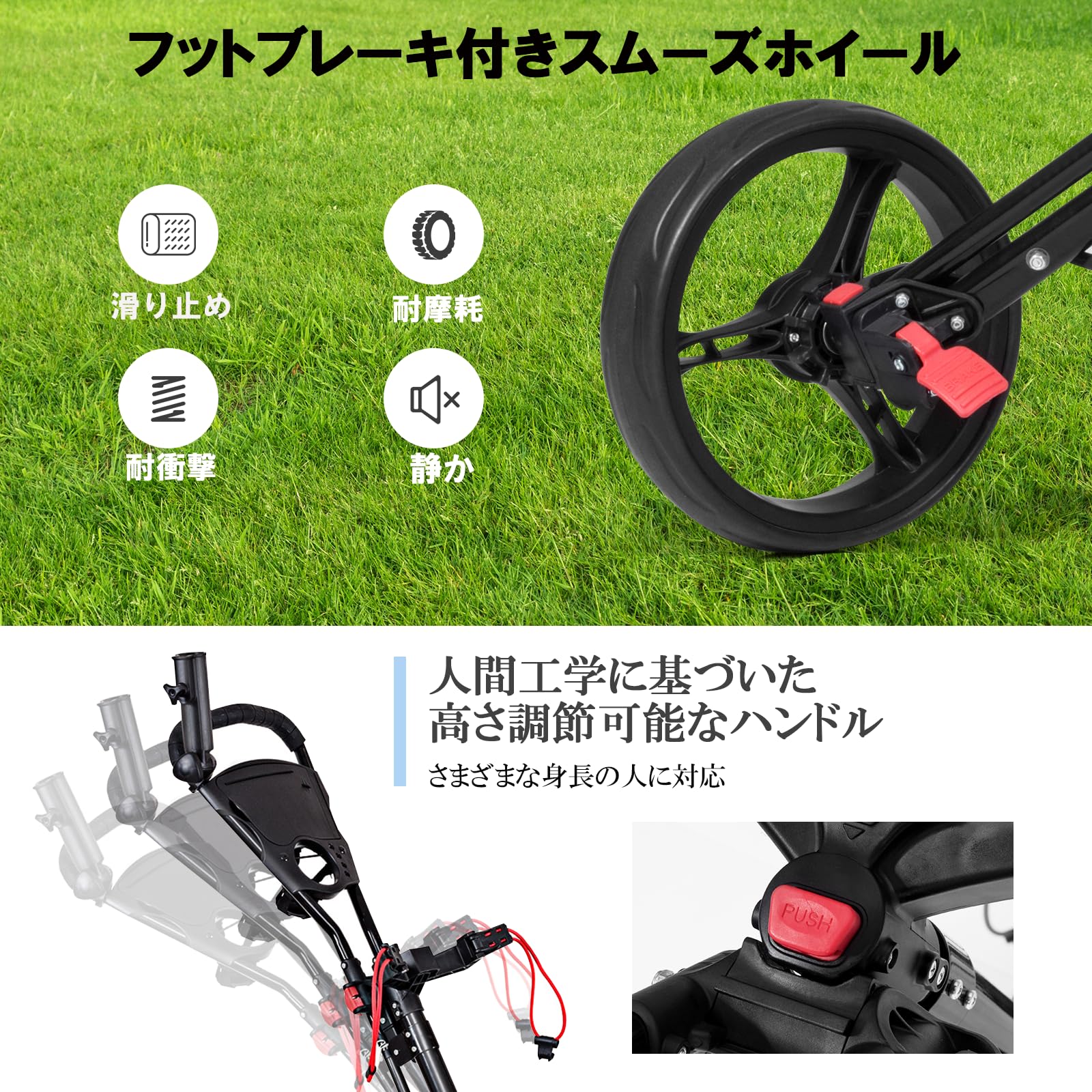 Amazon | GYMAX ゴルフカート 折りたたみ 手引き ゴルフ用カート 3輪